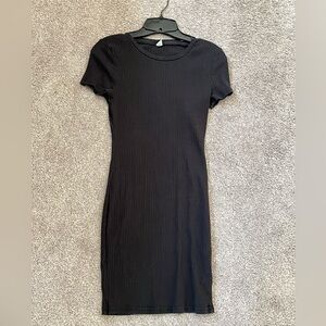 Black Ribbed Bodycon Dress